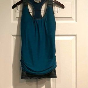 ATHLETA Racerback Tank Top, Double Layer With Bra EUC